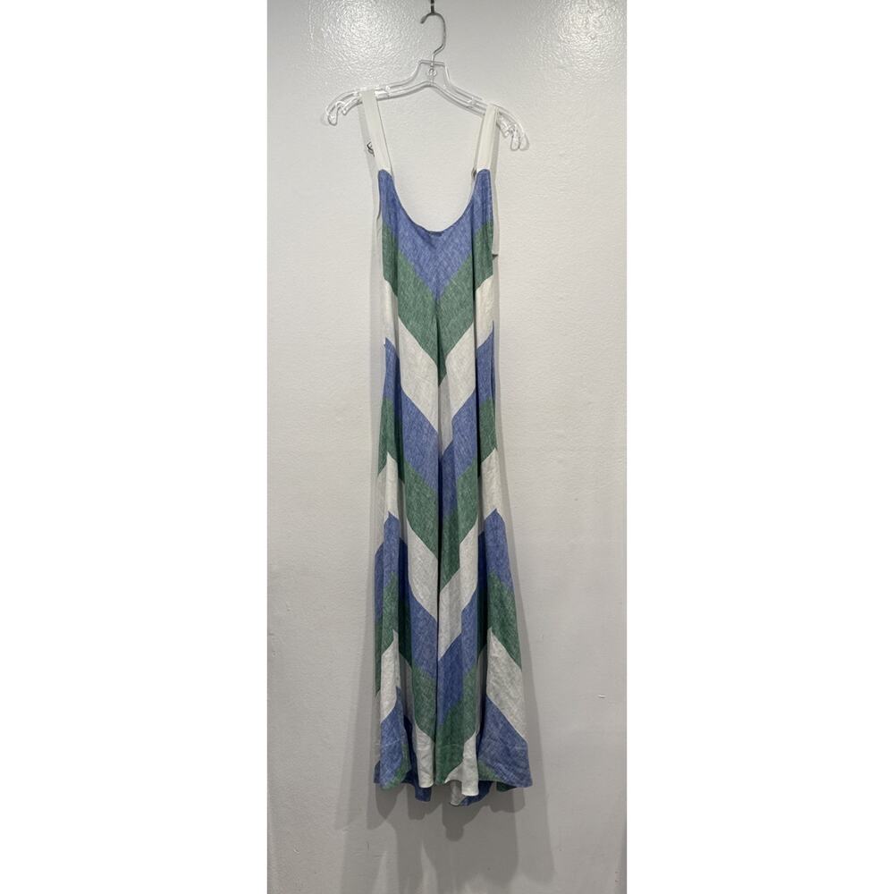 Greek Archaic Kori Linen Striped Maxi Dress‎ Medium Resort Coastal Vacation Boho